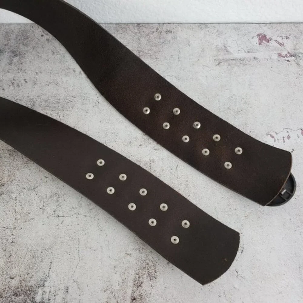 Vintage Avignon Brown Leather Embellished Metalwork Wide Belt size M Bohemian - Picture 8 of 10